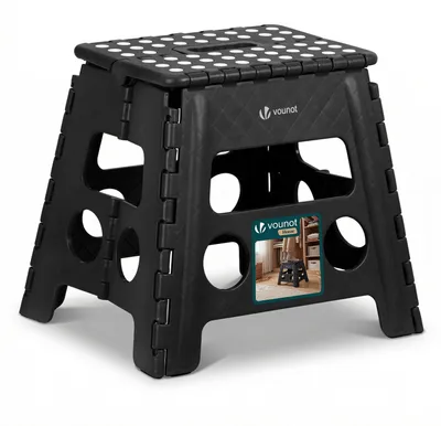 Produktbild von VOUNOT® Klapphocker Faltbar Rutschfester Tritthocker mit Tragegriff 37 x 30 x 32,5 cm Schwarz
