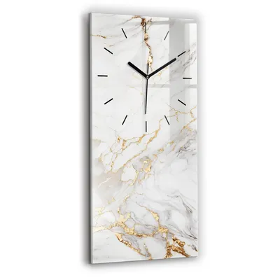 Produktbild von Wallfluent Wanduhr – Stilles Quarzuhrwerk - Uhr Dekoration Wohnzimmer Schlafzimmer Küche - Zifferblatt mit Strichen - schwarze Zeiger - 30x60 cm - Dekorativer Marmor