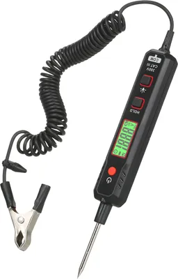 Obrázek produktu pro HABOTEST Detektor napětí v automobilu 0,8 V–100 V – tester elektrického obvodu v automobilu s LCD displejem, přenosnýmPolyuretankabelem a prodlužovacím spirálovým kabelem pro údržbu vozidla