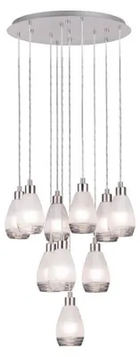 Image de Lampe à suspendre Siracusa 10 flammes nickel mat, blanc, transparent