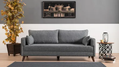 Image de Hanah Home, Bella Sofa Bed - Grey, Canapés-lits, Canapé-lit 3 places, Gris, Polyester, 208 x 85 x 81 x cm