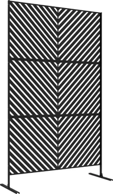 Image de Outsunny Panneau brise vue décoratif paravent extérieur à motif géométrique ajouré en métal - 122 x 45 x 198 cm, noir