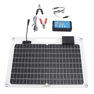Zdjęcie produktu dla Ładowarka baterii paneli słonecznych, 100 W, krzem monokrystaliczny, 12 V, 24 V, podwójne USB, kontroler 100 A ze wskaźnikiem poziomu naładowania