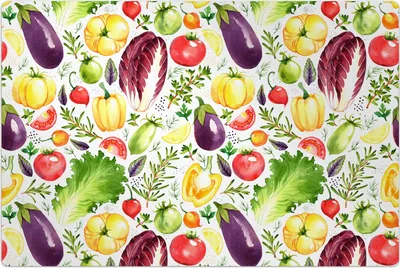 Produktbild von Küchenmatte 60x90 cm Vinylmatte Bodenmatte Dekoration - Aquarell Gemüse
