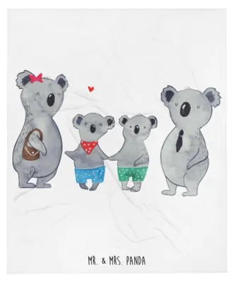 Produktbild von Mr. & Mrs. Panda Decke Koala Familie zwei - Weiß - Geschenk, Koalabär, Kuscheldecke, Muttertag, Bettdecke, Bettüberwurf, Kunstfelldecke, Tagesdecke