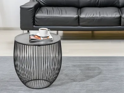 Produktbild von Couchtisch Schwarz Silber Korbtisch Beitstelltisch Wohnzimmer für Sofas Ø 43cm