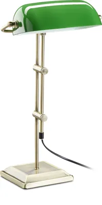Obrázek produktu pro Relaxdays stolní lampa zelená, skleněná stolní lampa, retro dekorativní lampa, stolní lampa v mosazném provedení, V x Š x H: 52 x 27 x 18 cm, bronzová