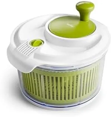 Produktbild von PolkaHome® Salatschleuder Comfort – 16 cm, Grün, rutschfest, spülmaschinengeeignet