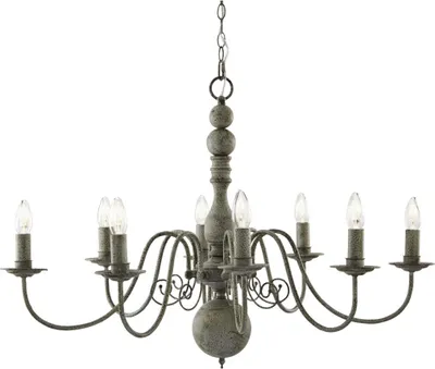 Produktbild von Pendelleuchte Rustikal "Greythorne" Stahl Antik Metall Glas 8-flammig Hängelampe Wohnzimmer Esstisch