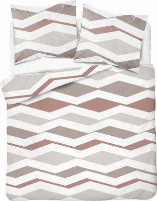 Produktbild von Bettwäsche Set 220x200 Satin Mikrofaser Geometrisch Beige