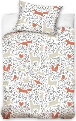 Produktbild von Kinderbettwäsche Waldtiere 100% Baumwolle Renforcé 100x135 cm 40x60 cm mit Reißverschluss
