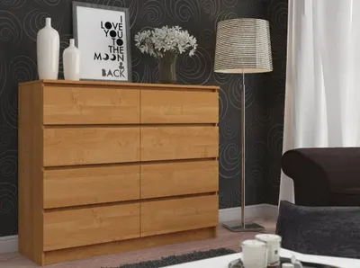 Produktbild von SAVRILA Kommode Erle mit 8 Schubladen auf Kugellagern, 120 cm breit, 99 cm hoch, 40 cm tief