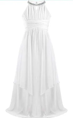 Produktbild von Mädchen Prinzessin Abendkleid Gr. 164 Cm Neckholder Strass Blumenmädchenkleid Hochzeit Partykleid Lang Faltenrock