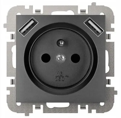 Image de Prise USB murale Elektro-Plast noire 3888-19