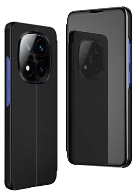 Image de Étui Smart Cover avec fonction Wake UP pour Xiaomi Redmi Note 14 Pro Plus 5G, miroir, noir