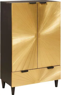 Image de Meuble d'appoint avec tiroir Noir et or 60 x 33,5 x 100 cm