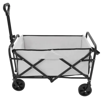 Produktbild von Faltbarer Bollerwagen - Camping Transportwagen - Tragkraft 90 kg - 4 Räder 11,5 cm - Verstellbarer Griff 71–90 cm - Oxfordgewebe Stahlrahmen - Khaki