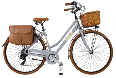 Produktbild von Dolce Vita by Canellini Fahrrad Citybike Frau Aluminium mit Korb und Tasche - Grau M