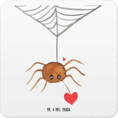 Produktbild von Mr. & Mrs. Panda Tassenuntersetzer Spinne Agathe Liebe 6er Set - Weiß - Geschenk, Liebesgeschenk, Untersetzer Gläser, Verliebt, Liebesbeweis, für, Tassen, Coaster