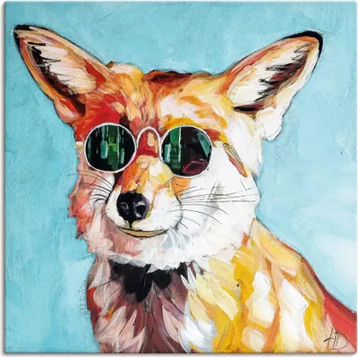 Produktbild von ARTland Leinwandbild Fuchs in Sonnenbrille Größe: 40x40 cm