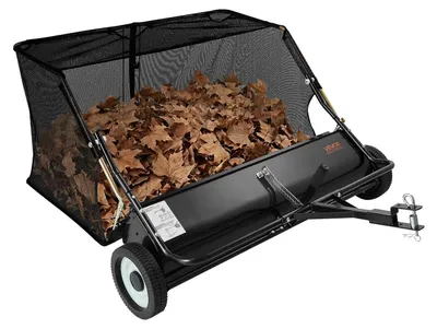 Image de Balayeuse de pelouse VEVOR, largeur de balayage 122 cm, balayeuse de feuilles pour tondeuse autoportée, ramasseur de feuilles avec filet collecteur 566 L, hauteur de balayage réglable, balayeuse de jardin pour tracteur de pelouse