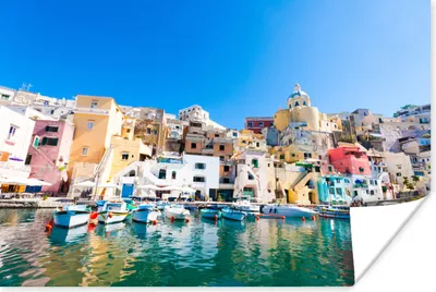 Produktbild von MuchoWow® Poster Boot - Haus - Hafen - Italien 120x80 cm - Bilder