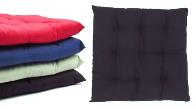 Produktbild von 6er Set Schwarze Sitzkissen Stuhlauflagen 9-Punktesteppung mit Befestigungsbänder für Innen und Außen 40x40x5cm