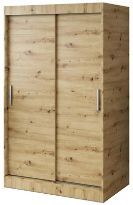 Produktbild von Schiebetürenschrank 120x200cm - Artisan Eiche - Kleiderschrank GOLD - mit 5 Einlegeböden & 2 Kleiderstangen