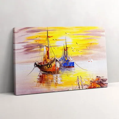 Produktbild von Bemalte Boote – Leinwandbild Wandbild – 30x20 cm – Leinwandbilder – Wandbilder – Schlafzimmer – Flur