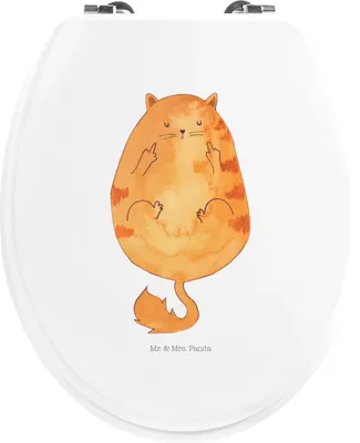 Produktbild von Mr. & Mrs. Panda Klo-Deckel Katze Mittelfinger - Weiß - Geschenk, WC Deckel, WC-Sitz, Toilettendeckel, Cat, Brille, Tiger, klo, Genervt, Cats, Katzen