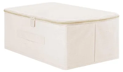 Image de Boîte de rangement de 17 litres, panier de rangement avec couvercle, penderie à fermeture éclair