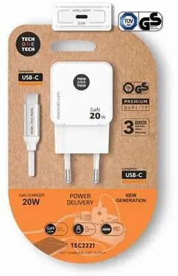 Immagine prodotto di Caricabatterie rapido Gan da 20 W + cavo USB-C bianco