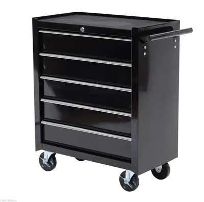 Image de Armoire à outils - Chariot d'outils mobile - 5 tiroirs - Acier - Noir