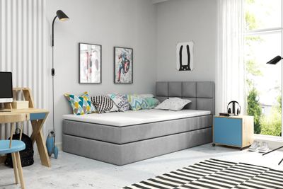 VELAR Boxspringbett mit bettkasten "OLAF", 120 cm, GRAU