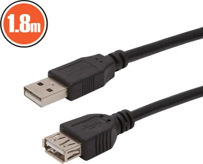Zdjęcie produktu dla Przedłużacz USB 1,8 m – wtyczka USB-A do gniazda USB-A, czarny [20315]