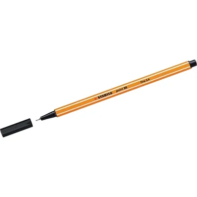 A single orange fineliner pen with a black cap is shown on a white background.