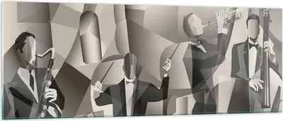 Produktbild von Bilder auf glas - Jazz Musik Musiker - 140x50cm - Glasbilder - Wandbilder - Kunstdruck - zum Aufhängen bereit - Wanddekoration aus Glas - Glas Bilder - Wandbild auf Glas - Einteilig - GAB140x50-4119