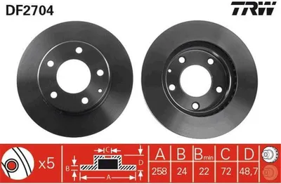 Produktbild von TRW Bremsscheiben (2 Stück) Vorderachse DF2704