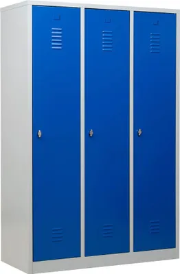 Produktbild von Gürkan Spind lichtgrau, enzianblau 105420, 3 Schließfächer 118,5 x 50,0 x 180,0 cm