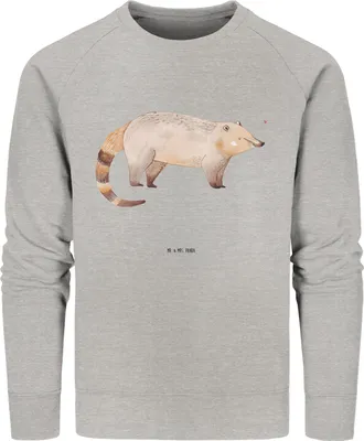 Produktbild von Mr. & Mrs. Panda Baumwoll Pullover Nasenbär Größe XXL - Heather Grey - Geschenk, Lustige Sprüche, Bär, Nachhaltiger, Nasenbären, Pulli, Rüsselbär, Sweater, Sweatshirt