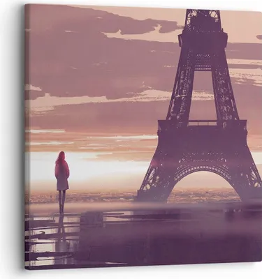 Produktbild von Bild auf Leinwand - Leinwandbild - Paris Stadt Nacht - 30x30cm - Wand Bild - Wanddeko - Wandbilder - Leinwanddruck - Bilder - Kunstdruck - Wanddekoration - Leinwand bilder - Wandkunst - AC30x30-4104