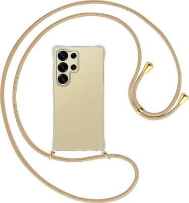 Produktbild von Handykette Backcover-Schutzhülle mit Band (Metall goldfarben) für Samsung S25 Ultra - caramel