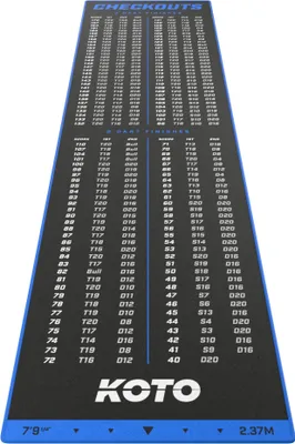 Produktbild von KOTO - Dartteppich Mit Abwurflinie Checkout Blau, 237x60cm Dartmatte, Mit Score-Indikation