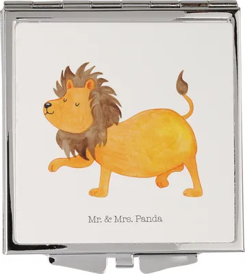 Produktbild von Mr. & Mrs. Panda Schminkspiegel Sternzeichen Löwe - Weiß - Geschenk, Kleiner Spiegel, Kosmetikspiegel, Taschenspiegel, Geburtstag August, Juli, Frauen, Handspiegel