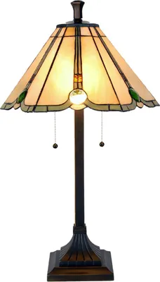 Produktbild von LumiLamp Tiffany Tischlampe Ø40x67 cm Beige Braun Glas Polyresin E27 Fassung