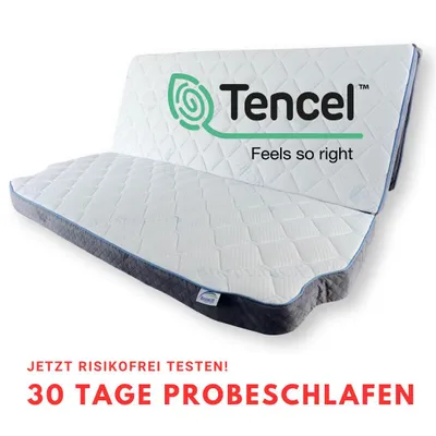 Produktbild von Matratze für VW T6 T6.1 T5 California Beach 8x148x198 cm Schlafauflage, Viscoschaum H2 Klappmatratze, Lyocell Bezug, klebstofffrei