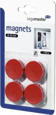 Image de Aimant adhésif 30 mm 4 pièces rouge Paquet de 10 pièces