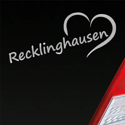 Produktbild von Auto Aufkleber Recklinghausen Herz Stadt City Liebe Love 19x8 cm Silber Sticker Heckscheibenaufkleber