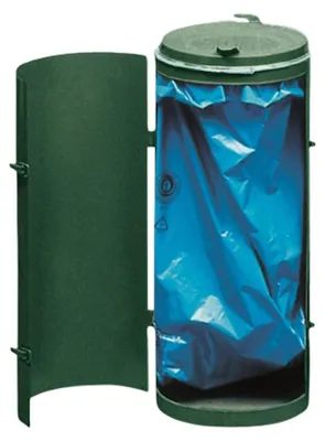 Produktbild von Robuster Abfallsammler mit Deckel & Einflügeltür | 70 Liter, HxBxT 90x45x45cm | Stahl | Grün