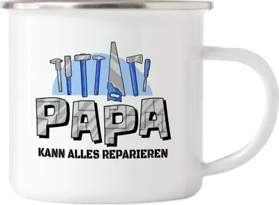 Produktbild von Papa Kann Alles Reparieren Emaille Tasse Spruch Vatertag Geschenkidee Bester Papa